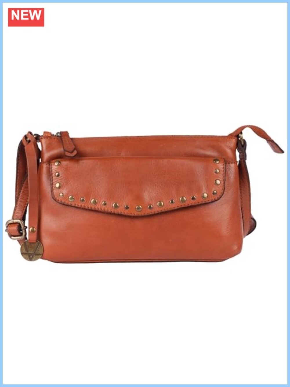 Genuine Italian Leather Studded Crossbody Sling Bag Women Adjustable